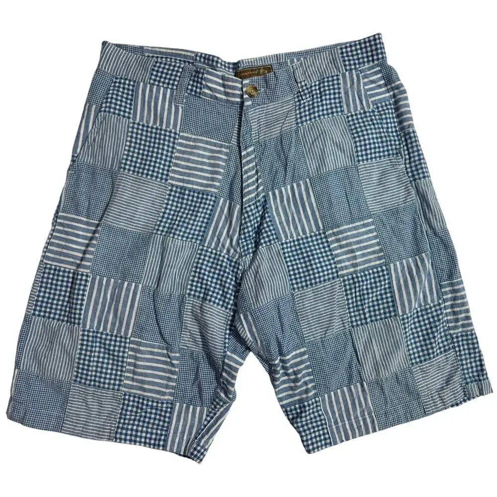Vintage Siegfried Blue Shorts with Checker Sewn Patches - Men's Size 36